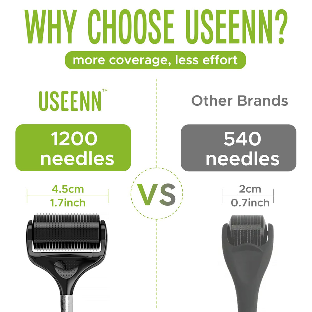 USEENN Ultra Wide Titanium Derma Roller in case for safe storage.