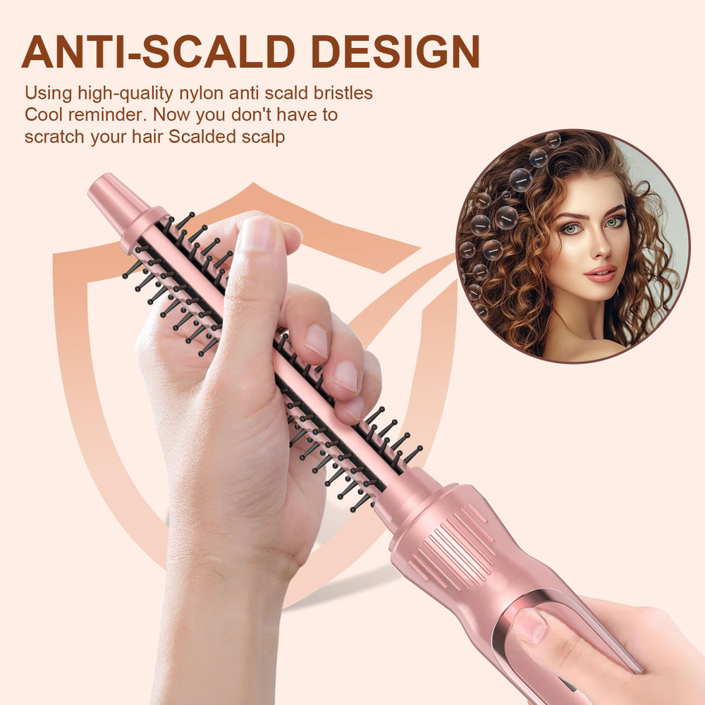 USHOW ceramic tourmaline heated brush half-inch pink enhances shine and smooths frizz
