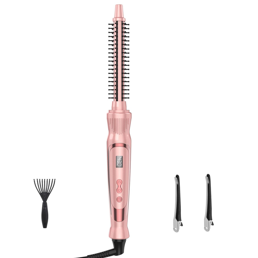 USHOW heated round brush half-inch pink delivering soft curls and frizz control for sleek styling