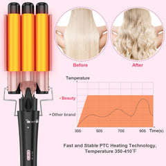 USHOW 3-barrel wand design creates even, long-lasting waves.