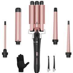 USHOW curling wand set interchangeable heads for versatile styling options.