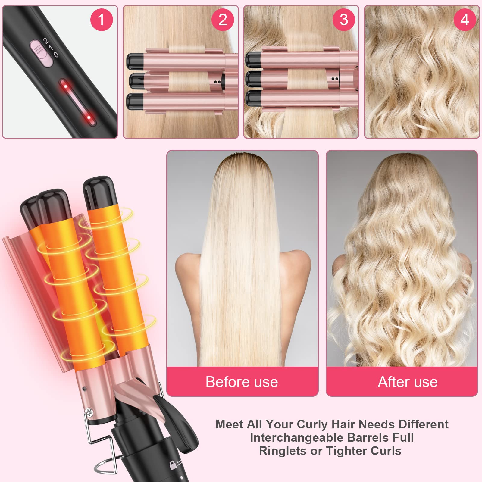USHOW dual voltage travel-ready curling iron for global use.