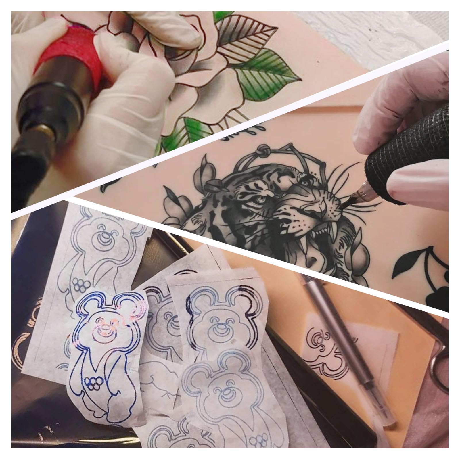 Usiriy studio tattoo practice setup demonstrating organized practice sessions for artists.