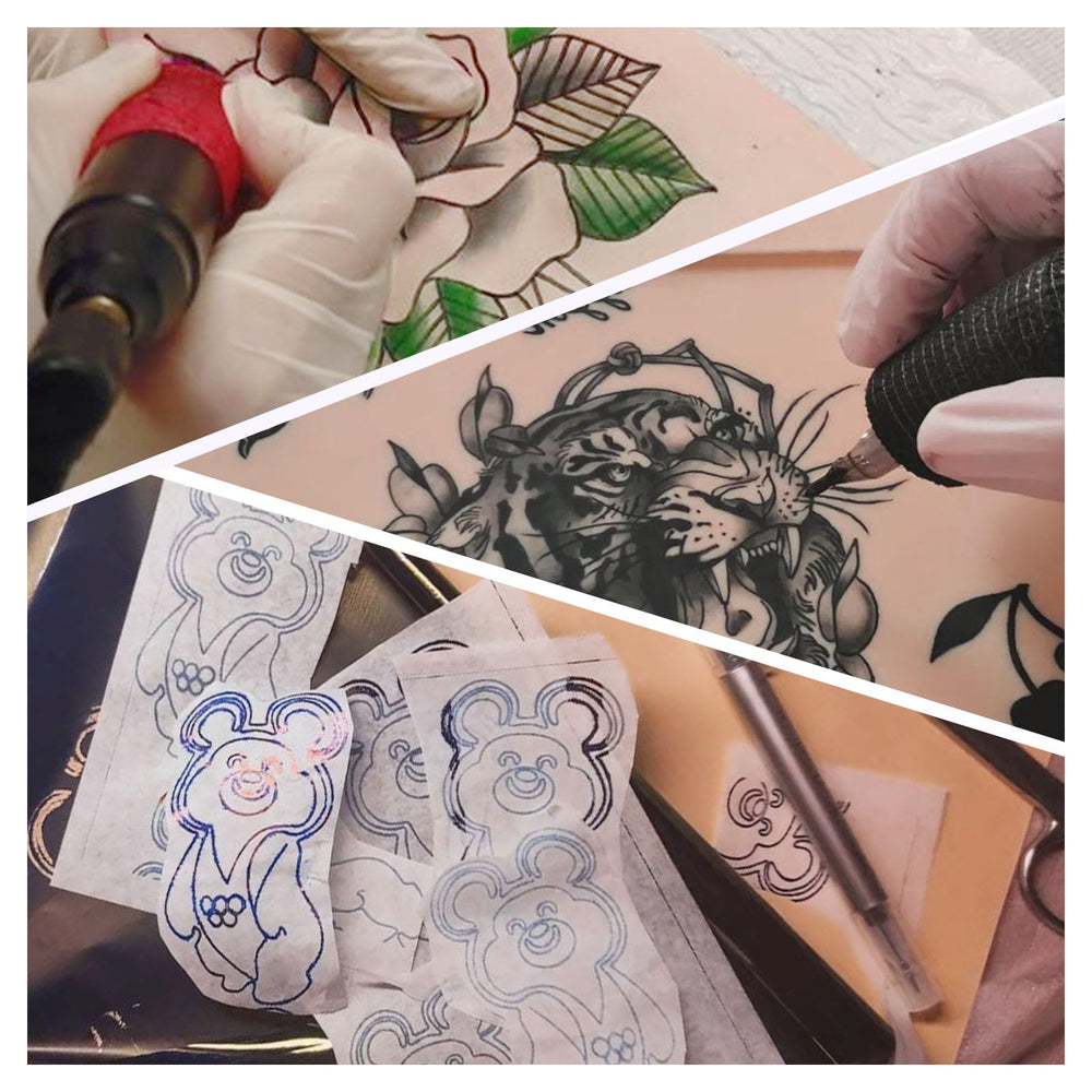 Usiriy studio tattoo practice setup demonstrating organized practice sessions for artists.