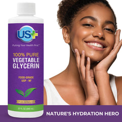 US+ glycerin clarity close-up highlights USP-grade purity for DIY cosmetics.