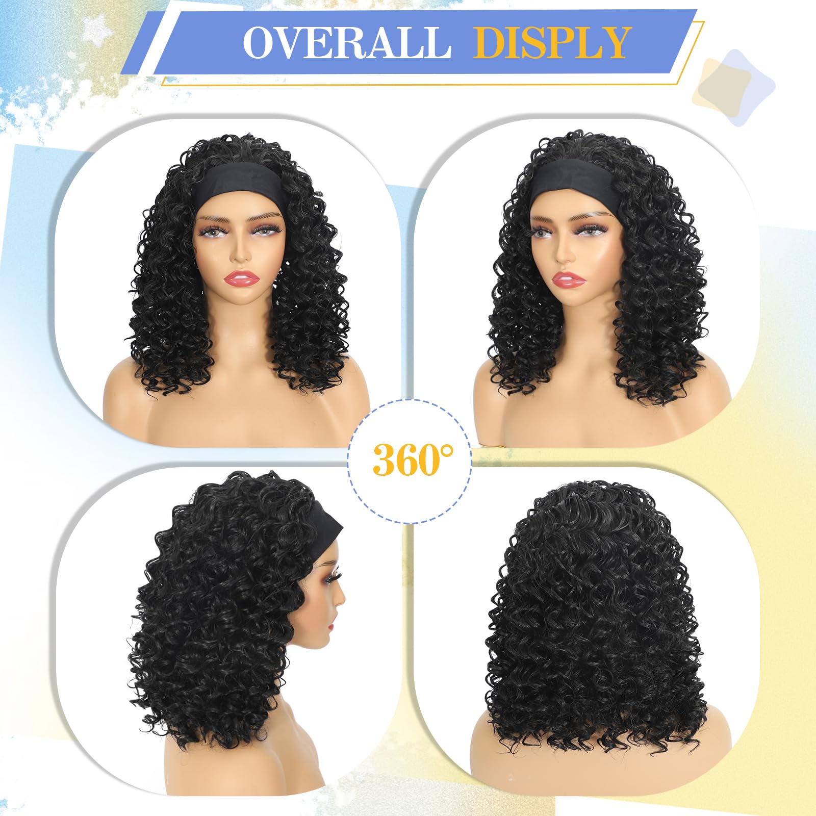 Usweety headband wig back view highlighting cap design