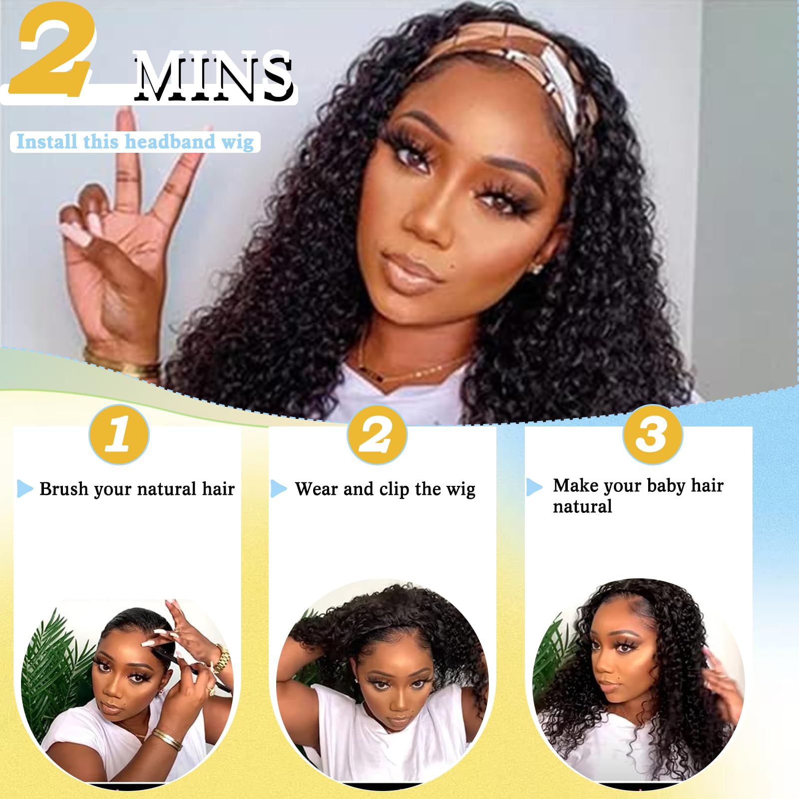 Usweety headband wig cap details breathable mesh for comfort