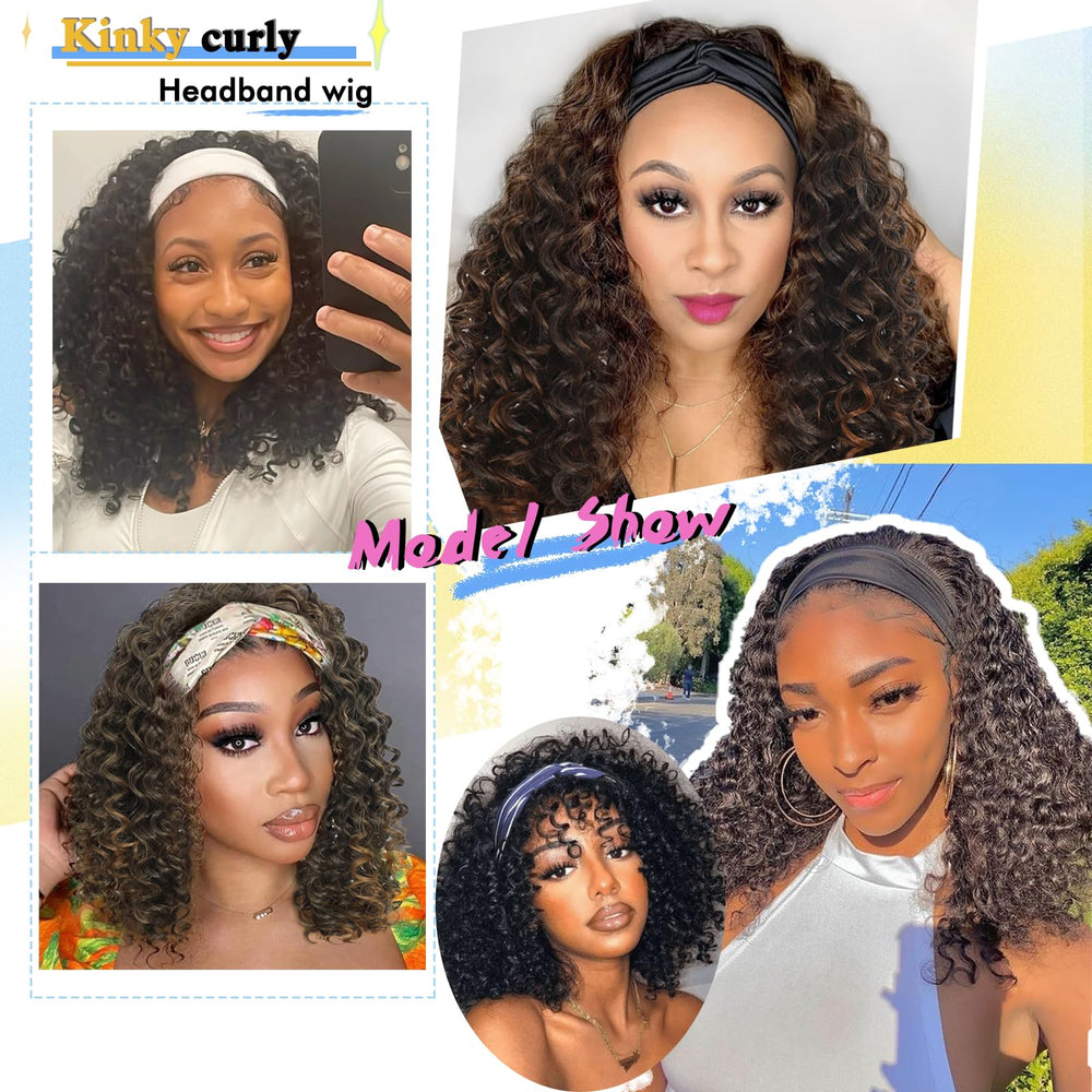 Usweety headband wig grey color deep wave for sophisticated style