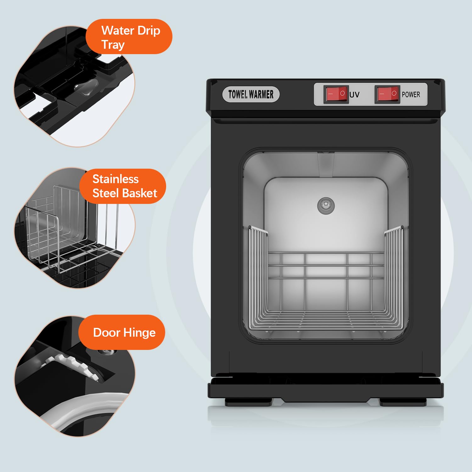 Utenzi Hot Towel Warmer interior shows efficient heating element.