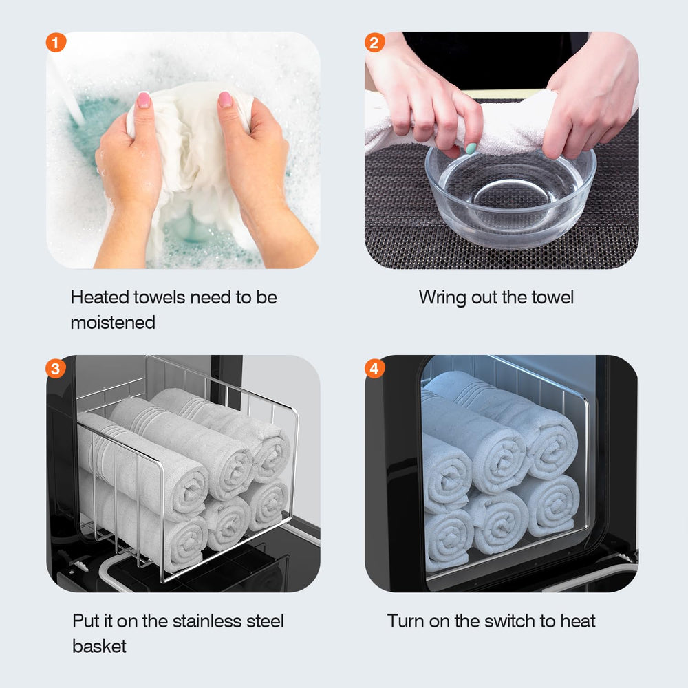 Utenzi Hot Towel Warmer removable tray and shelf for easy cleaning.