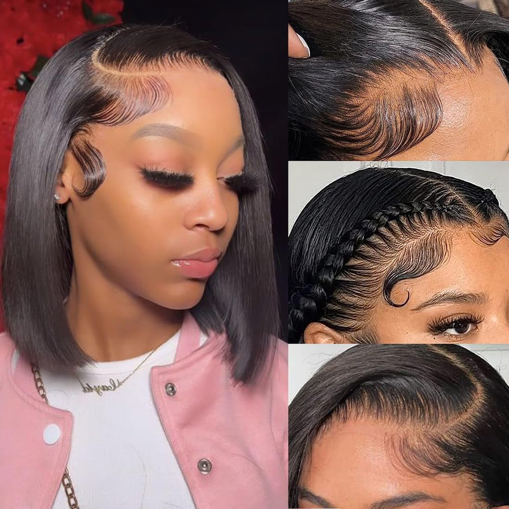 UTIDE Bob Wig HD transparent lace close-up highlights seamless skin blend.
