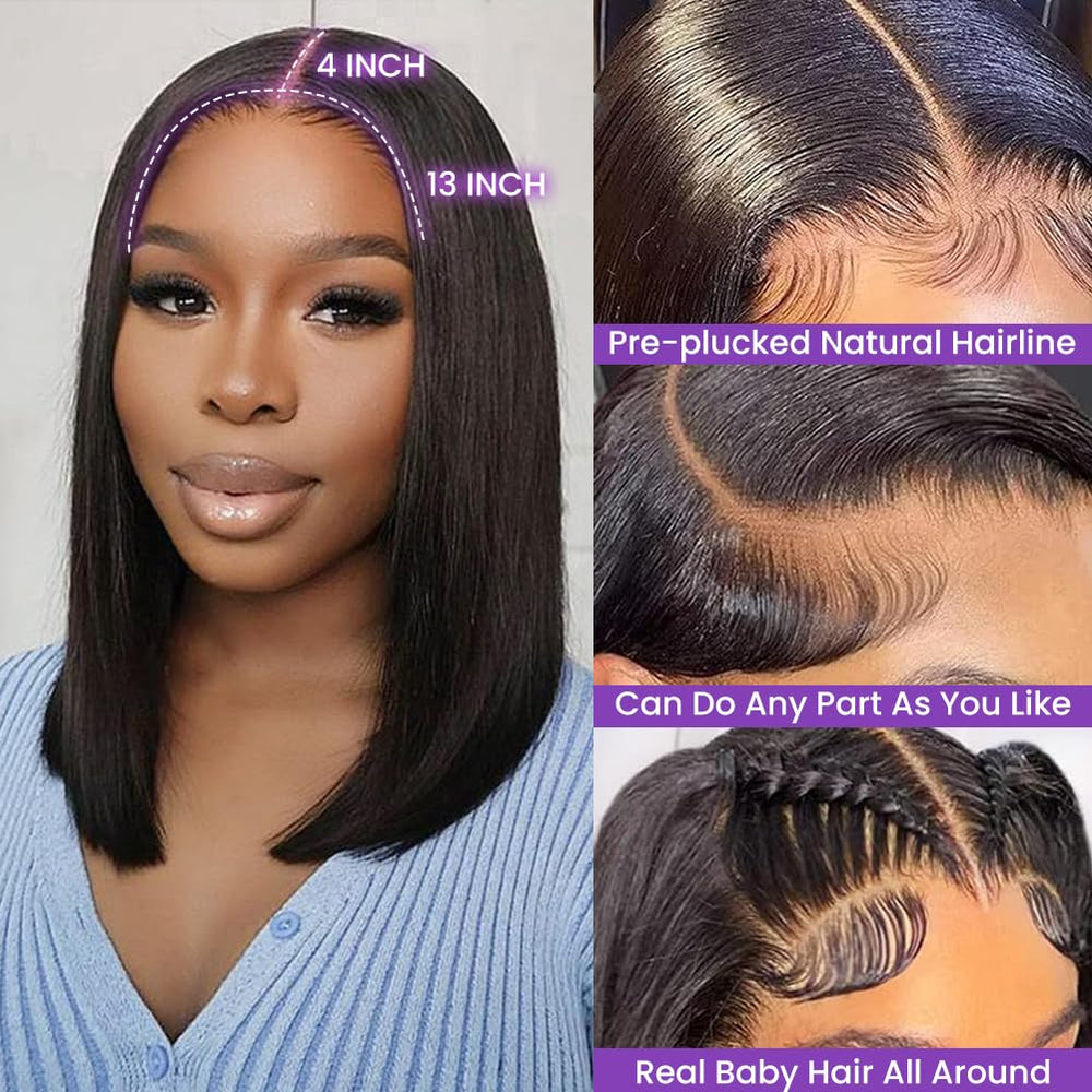 UTIDE Bob Wig pre-plucked hairline detail emphasizes natural fringe.