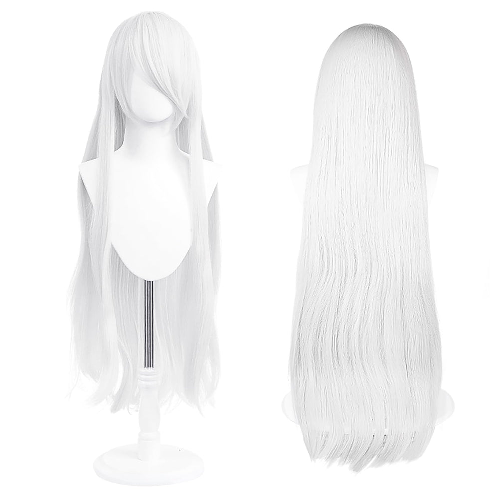 UTIEHD 40-inch silver-white wig flowing for dramatic cosplay and daily wear.
