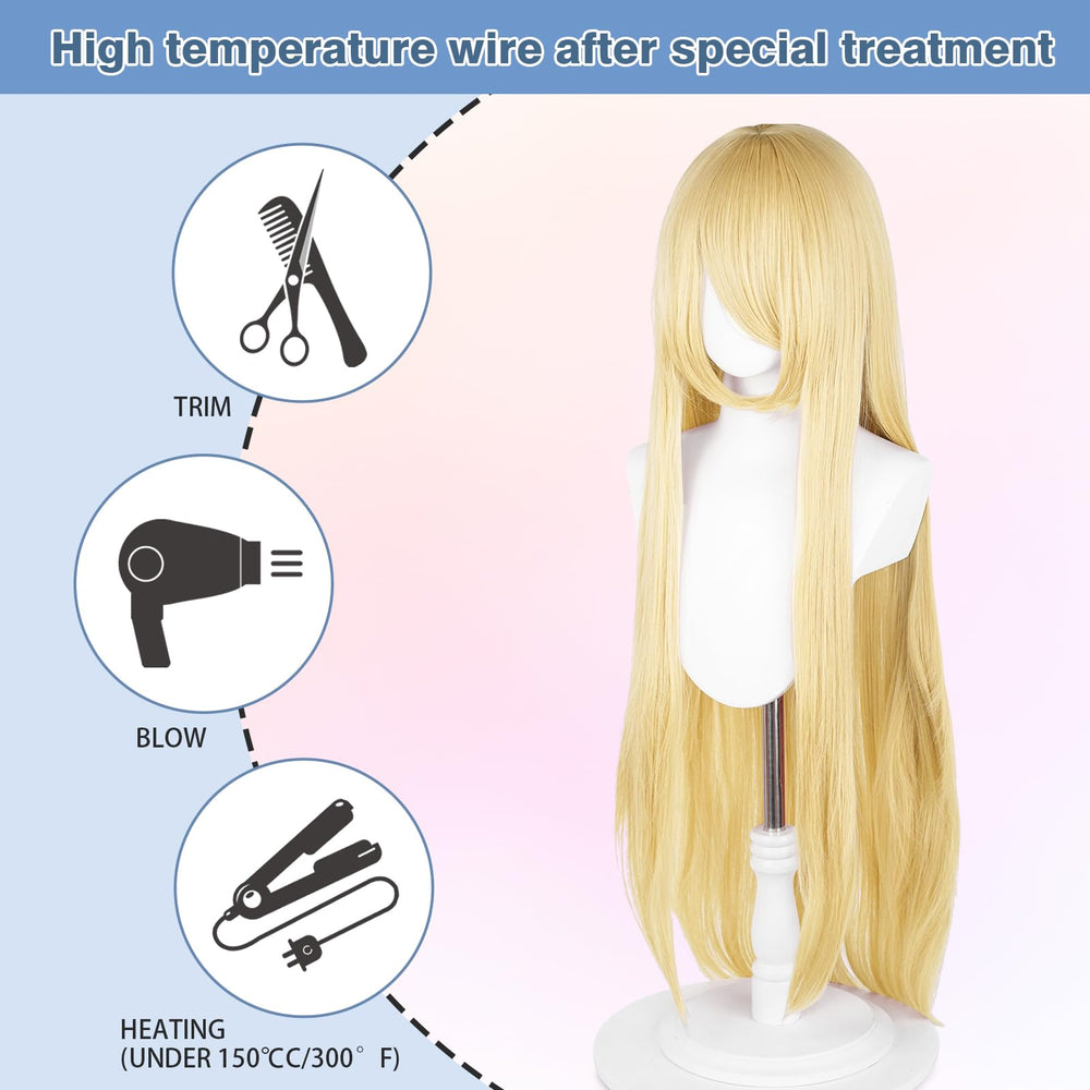 UTIEHD blonde long wig closer weft reveals realistic texture for natural look.