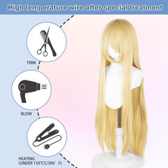 UTIEHD blonde long wig closer weft reveals realistic texture for natural look.
