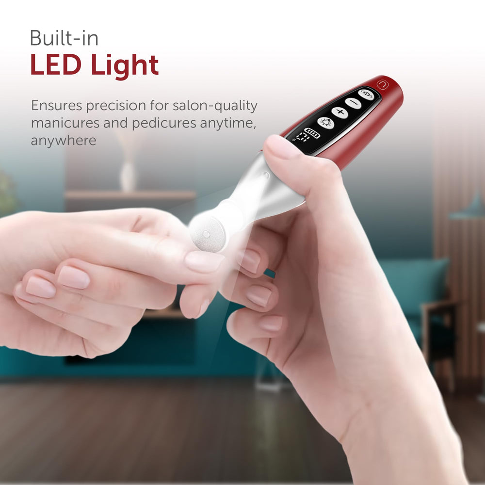 Dust shield protects workspace during PediLux Pro nail care