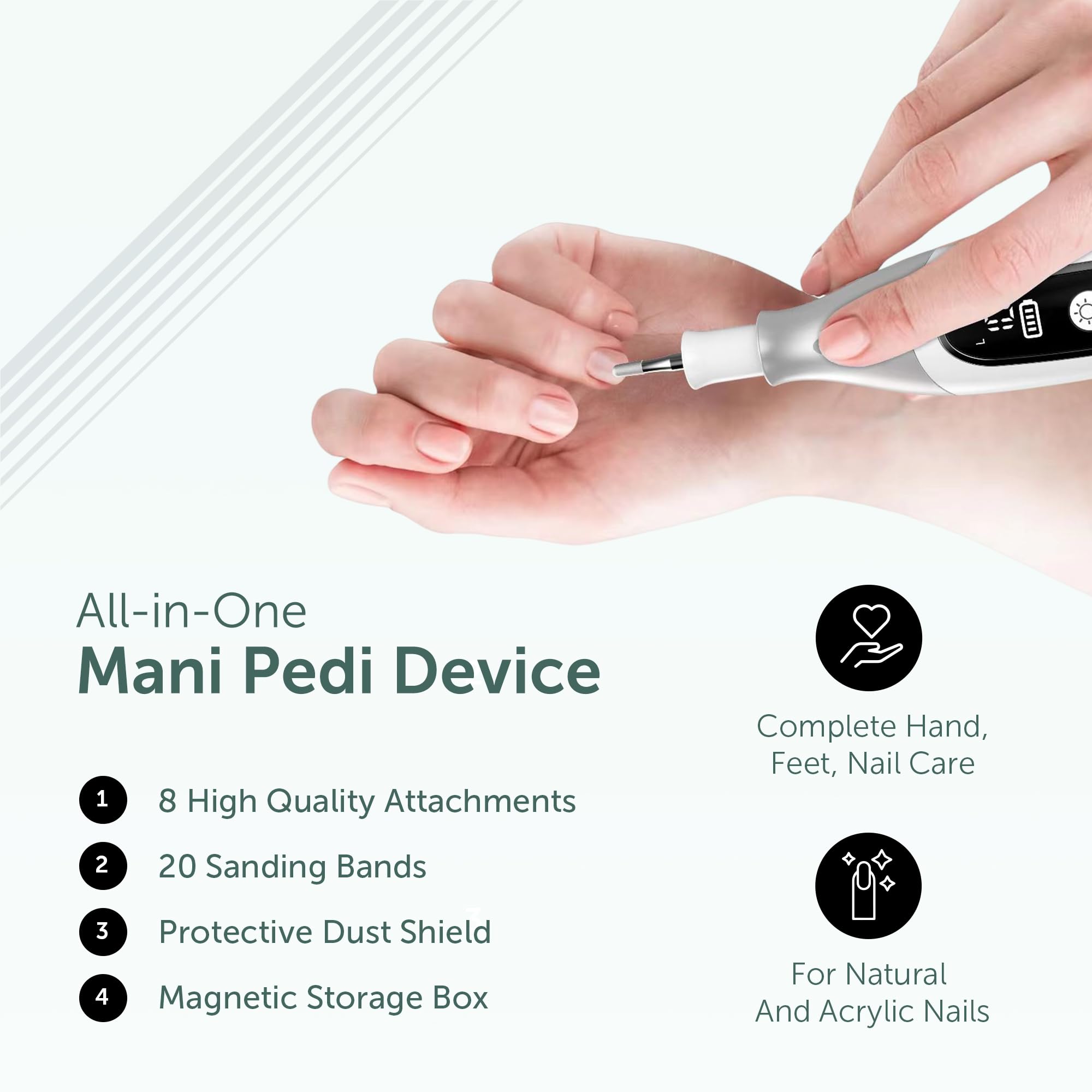 UTILYZE Pedilux Pro in-use at home for nails, cuticles, and callus care.
