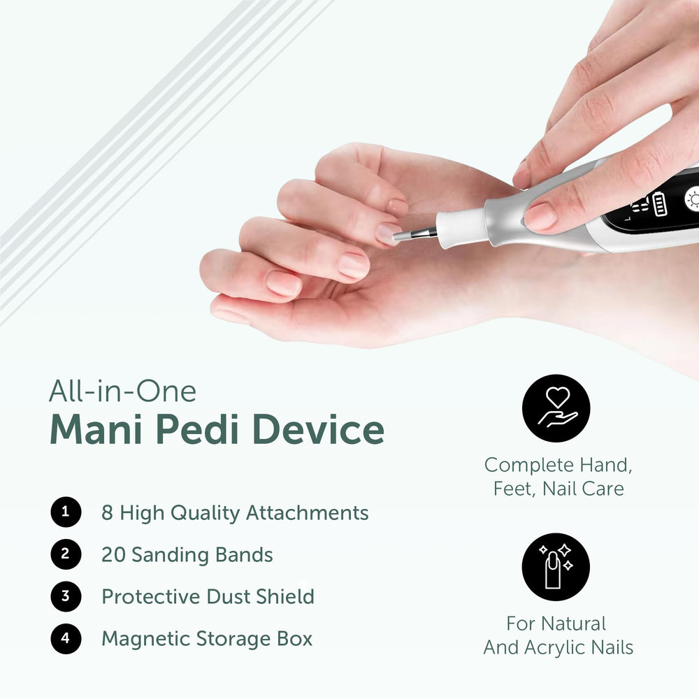 UTILYZE Pedilux Pro in-use at home for nails, cuticles, and callus care.