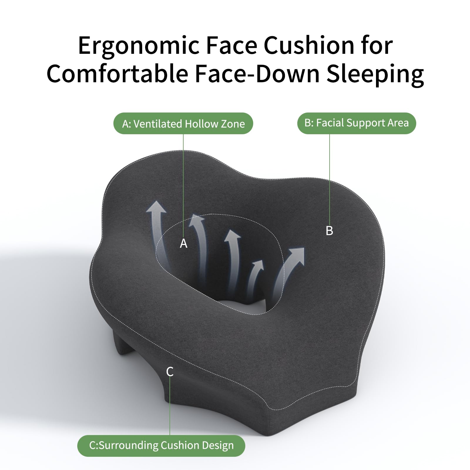 UTJZIB Massage Pillow Face Down at the beach for neck comfort during sun exposure.