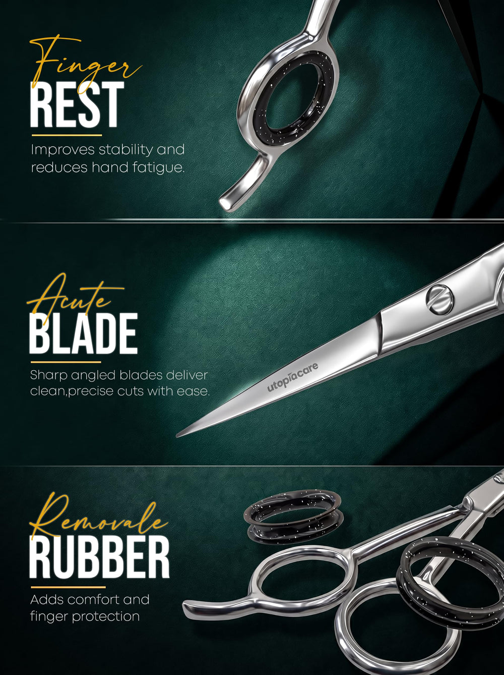 Utopia Care ergonomic handle detail with removable rubber insert for comfortable grip