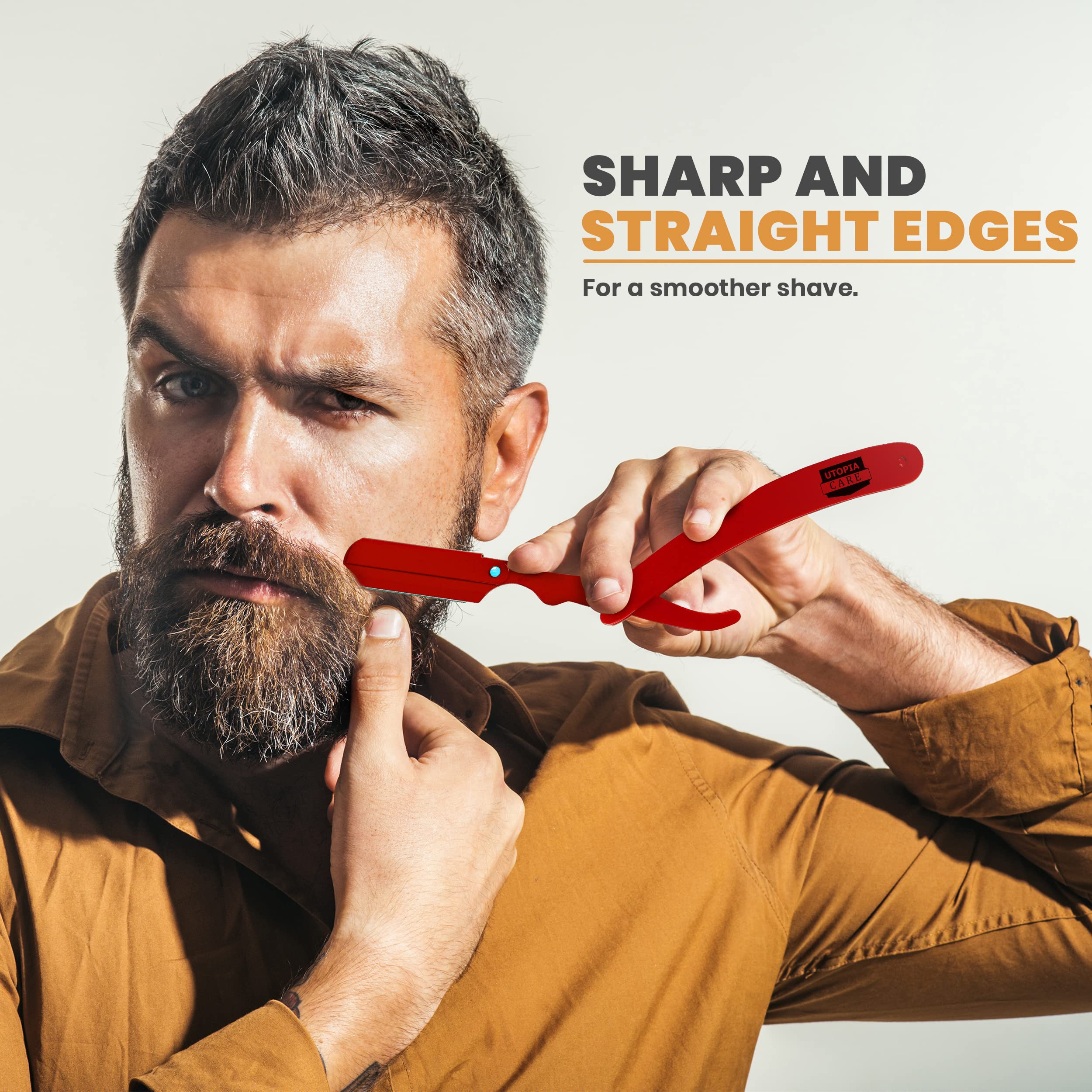 Utopia Care straight razor red 100-pack blades reflects value and readiness for frequent grooming.