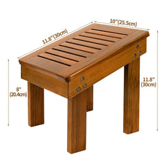 Utoplike Teak Shower Foot Stool assembly image demonstrates easy setup.