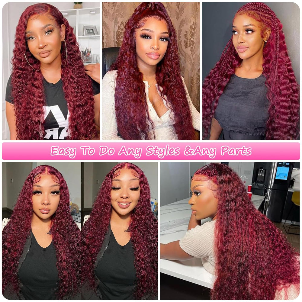 UTracycoy Burgundy wig on-model demonstrates versatile styling and dramatic length