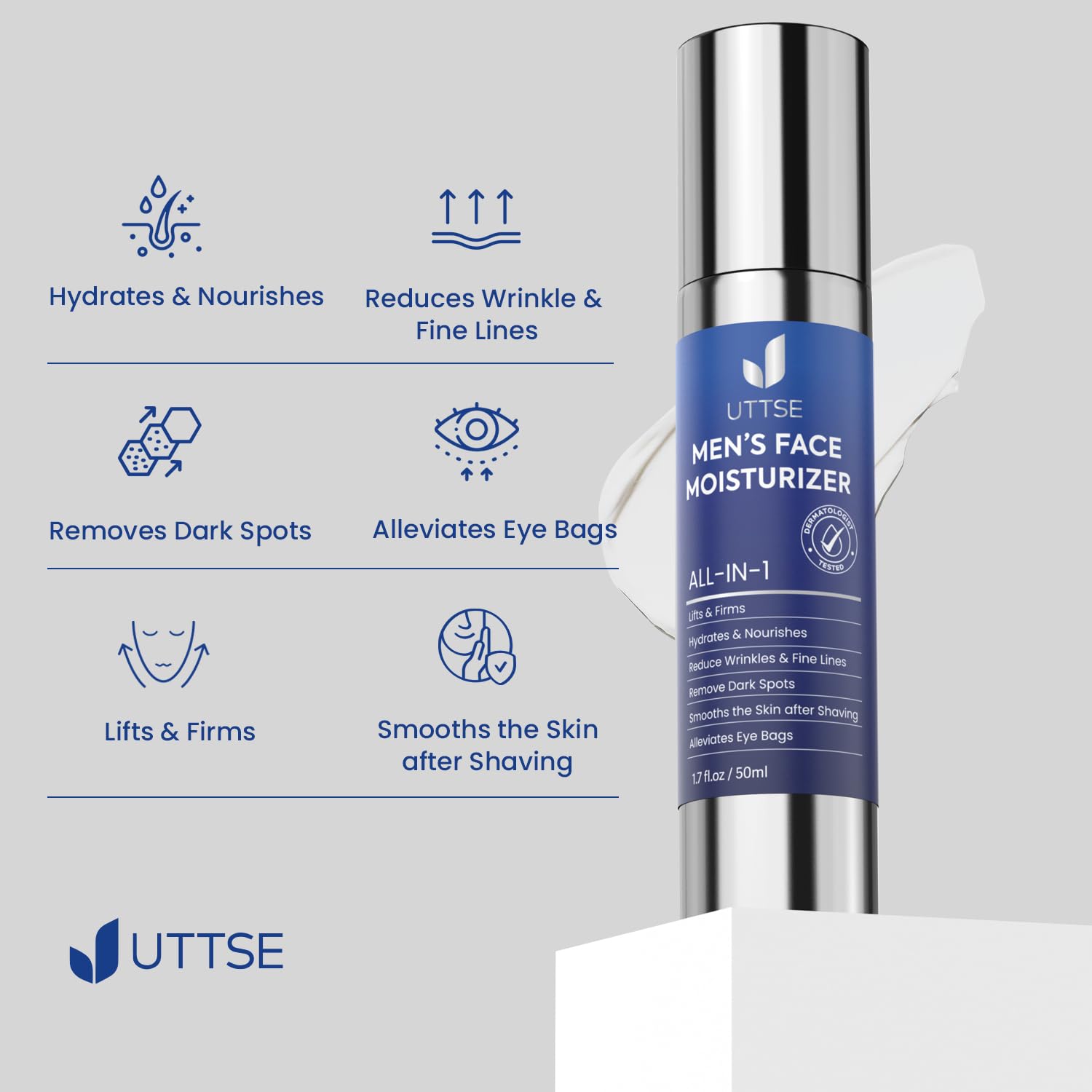 Uttse 6-in-1 moisturizer jar closeup showing creamy texture for quick absorption
