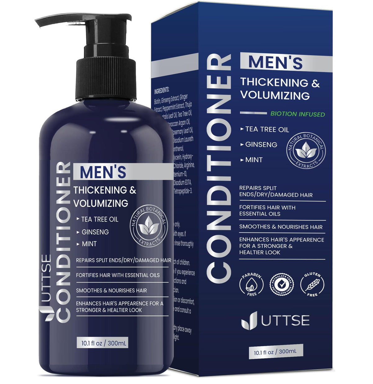 Uttse Biotin Hair Growth Conditioner bottle pour for daily nourishment and thicker-looking hair