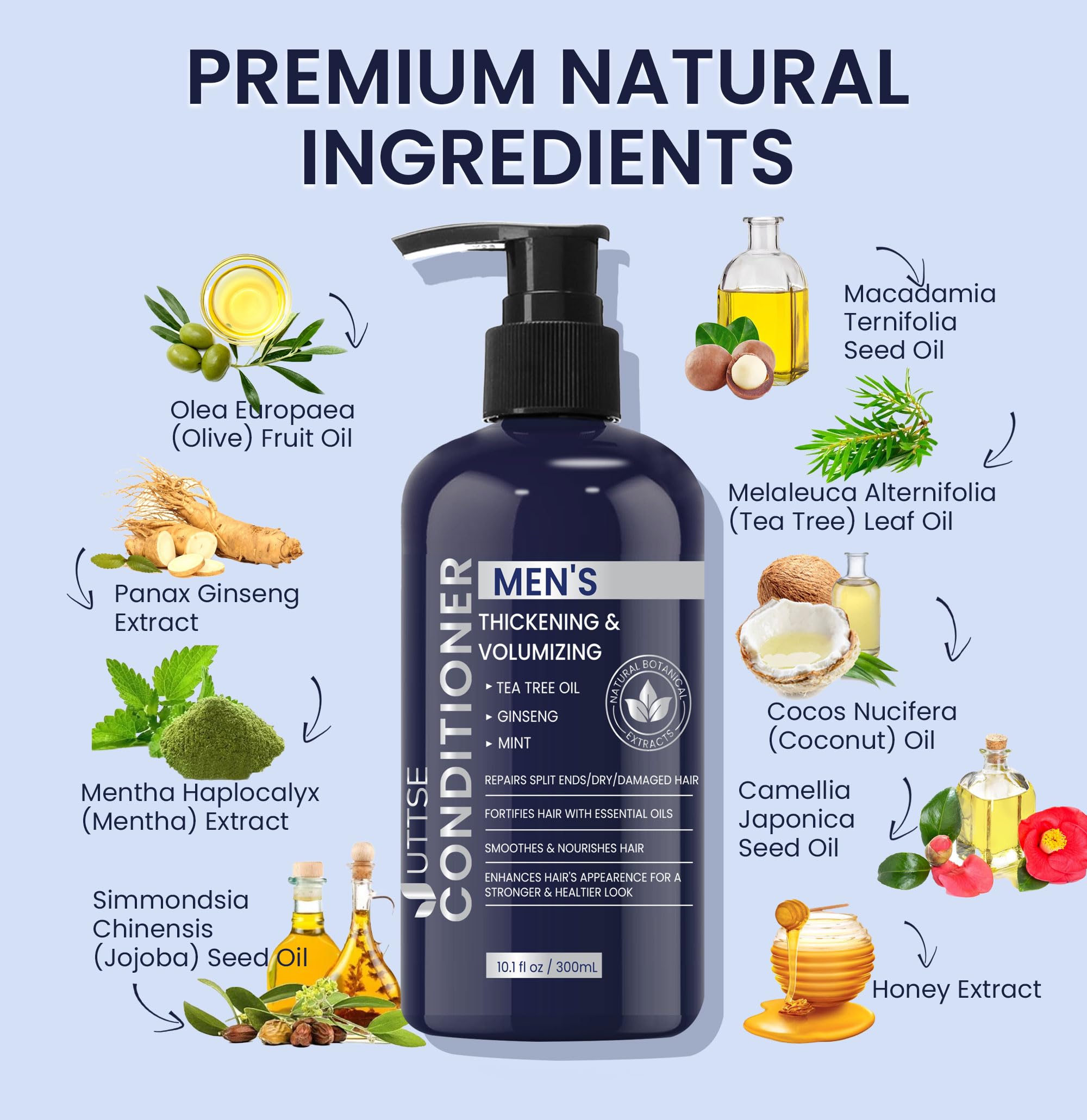 Uttse Biotin Hair Growth Conditioner label front highlights natural botanicals