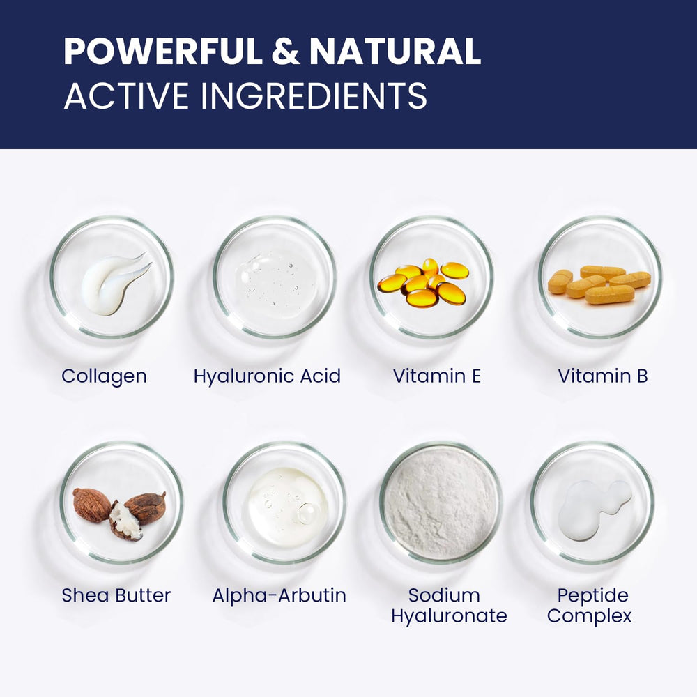 Uttse collagen and vitamins E & B help support collagen and skin resilience.