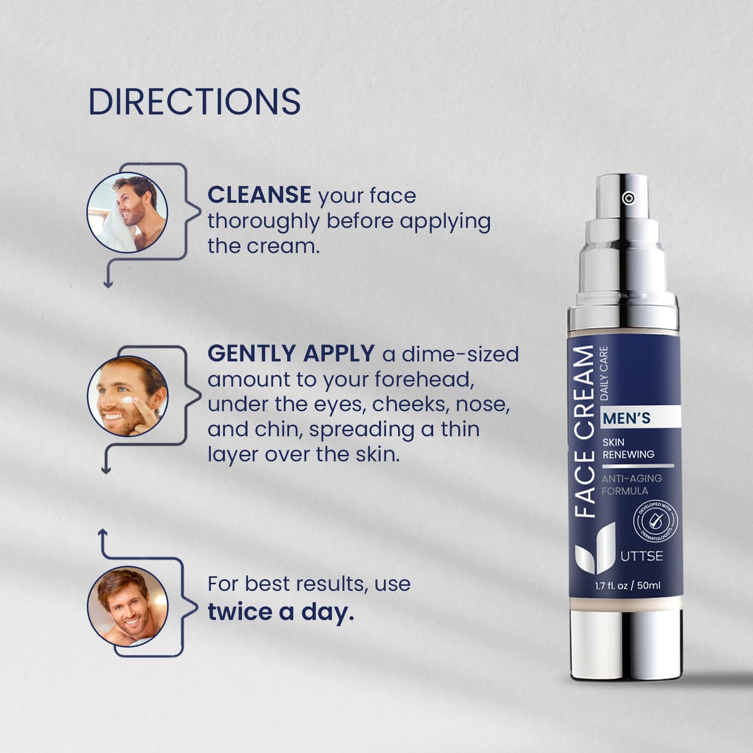 Uttse daily moisturizer for men absorbs quickly without greasiness.