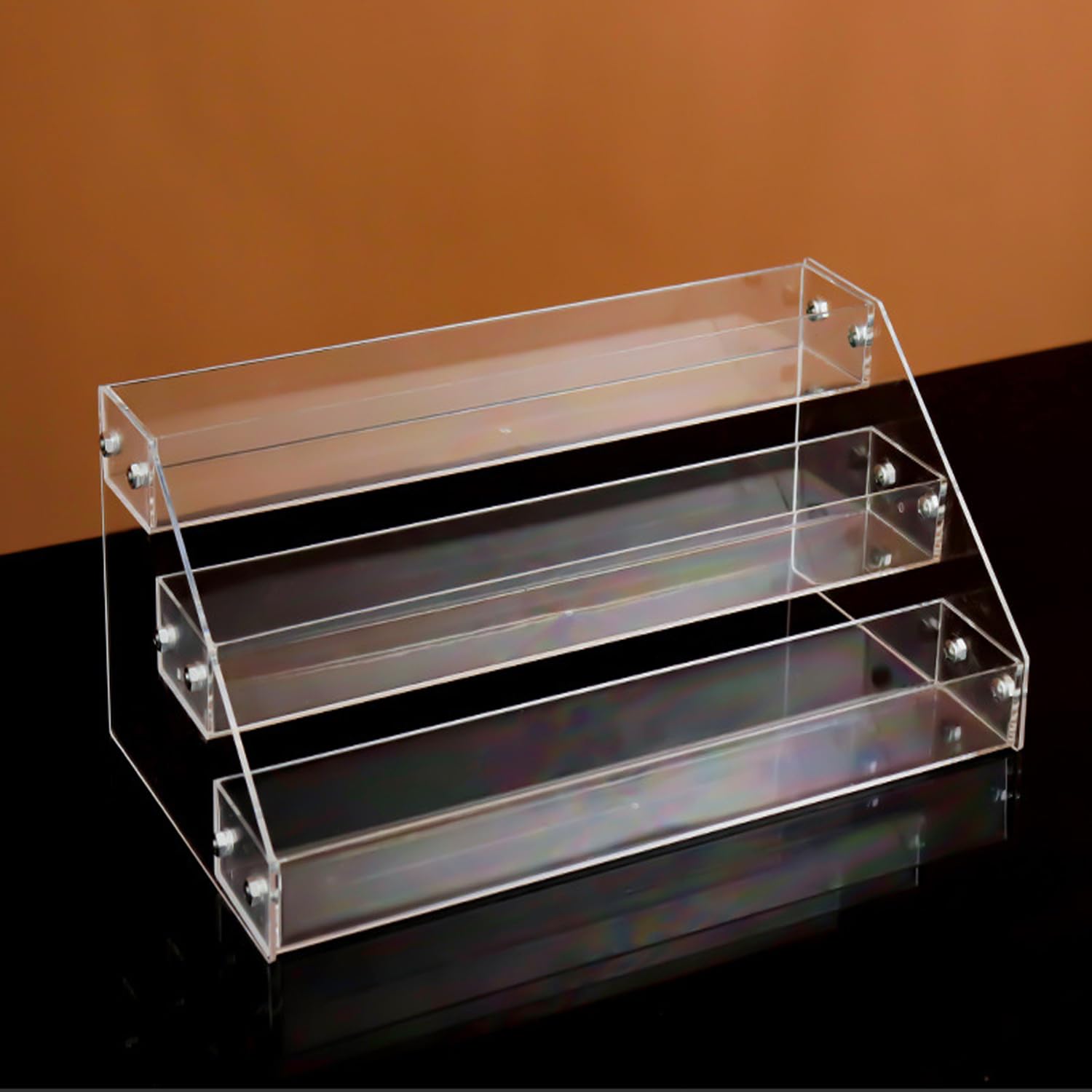 UtySty drug storage rack side view highlights durable acrylic construction and sturdy shelving