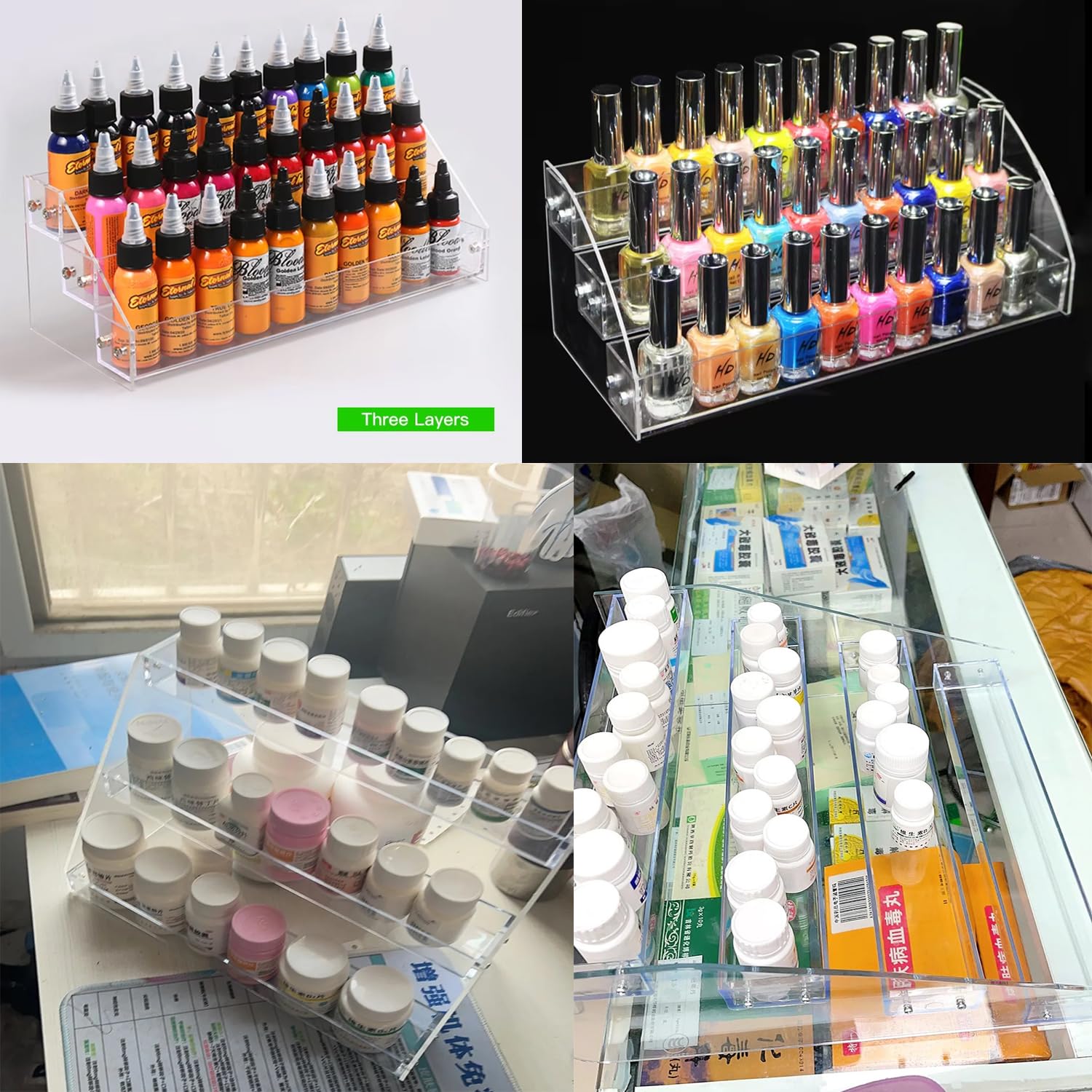 UtySty wide display for medicine and cosmetics helps declutter countertops