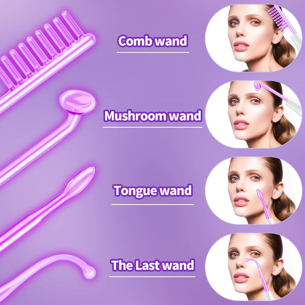 UUPAS four purple tubes with tongue-tube attachment for versatile facial treatments.