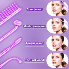 UUPAS four purple tubes with tongue-tube attachment for versatile facial treatments.