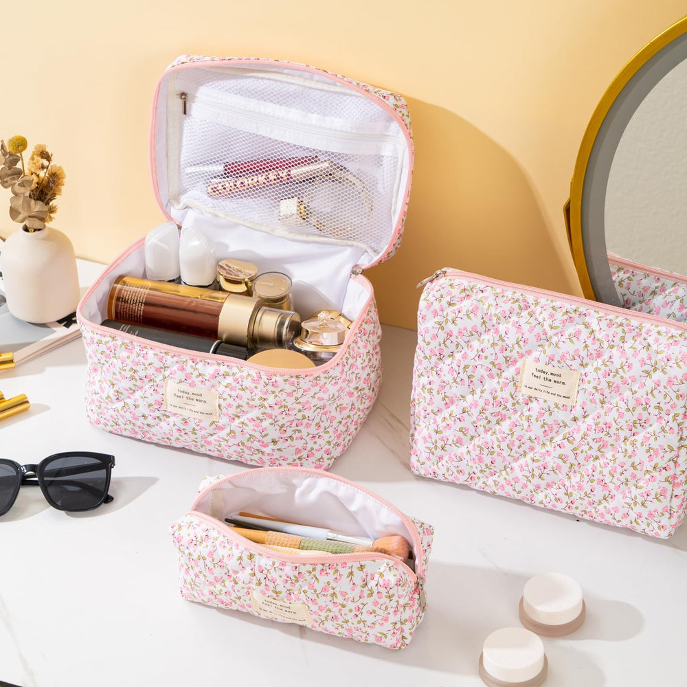 UUYUUY makeup bag folds compactly, ideal for travel and purse organization.