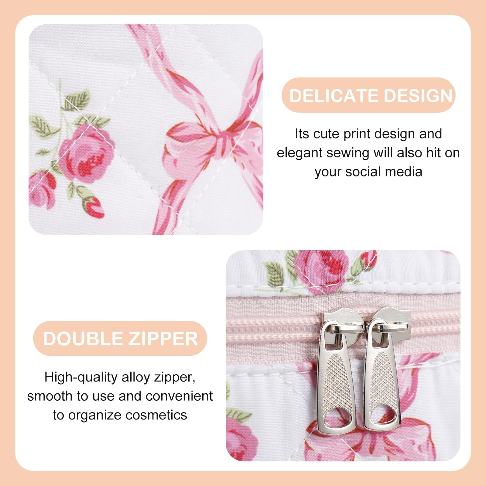 UUYUUY makeup bag pink floral gift-packaging conveys stylish present for friends.