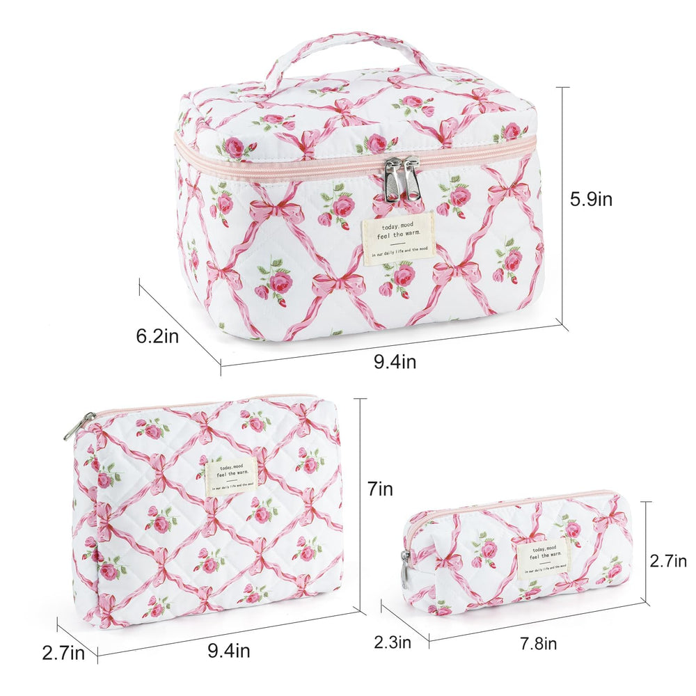 UUYUUY makeup bag pink floral zipper detail suggests smooth access and durability.