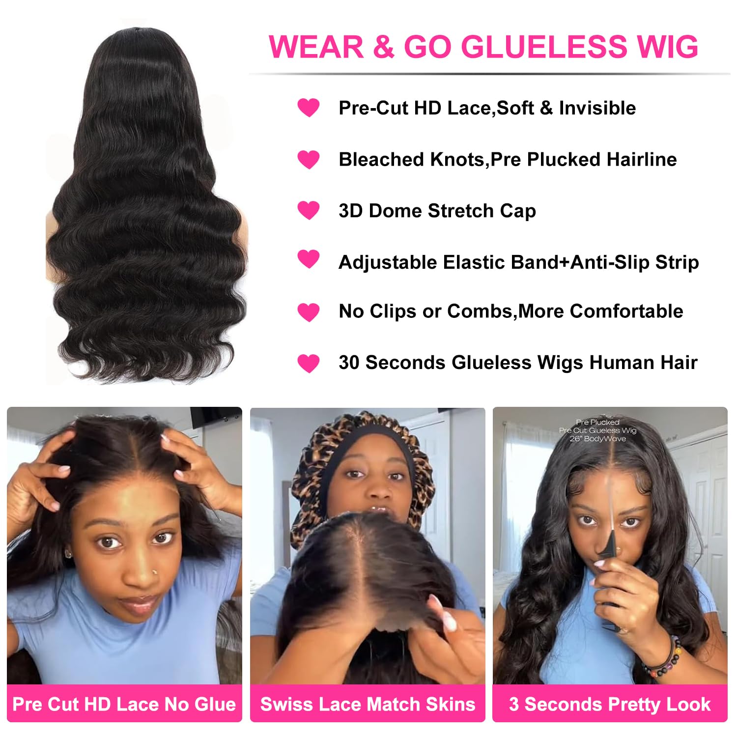 Uveous wig pre-plucked hairline close-up for ready-to-wear style.