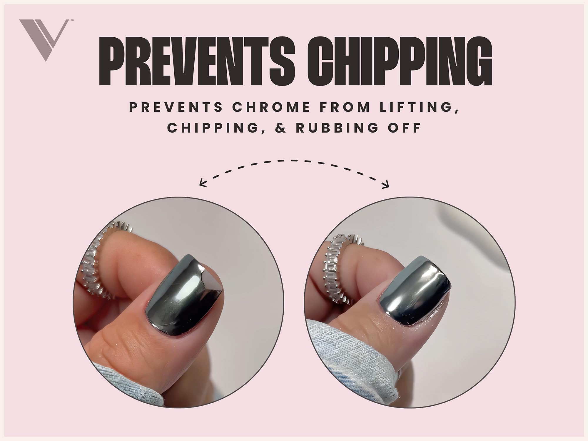 V Beauty Pure chrome powder base closeup showing even coverage and easy handling.