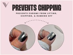 V Beauty Pure chrome powder base closeup showing even coverage and easy handling.