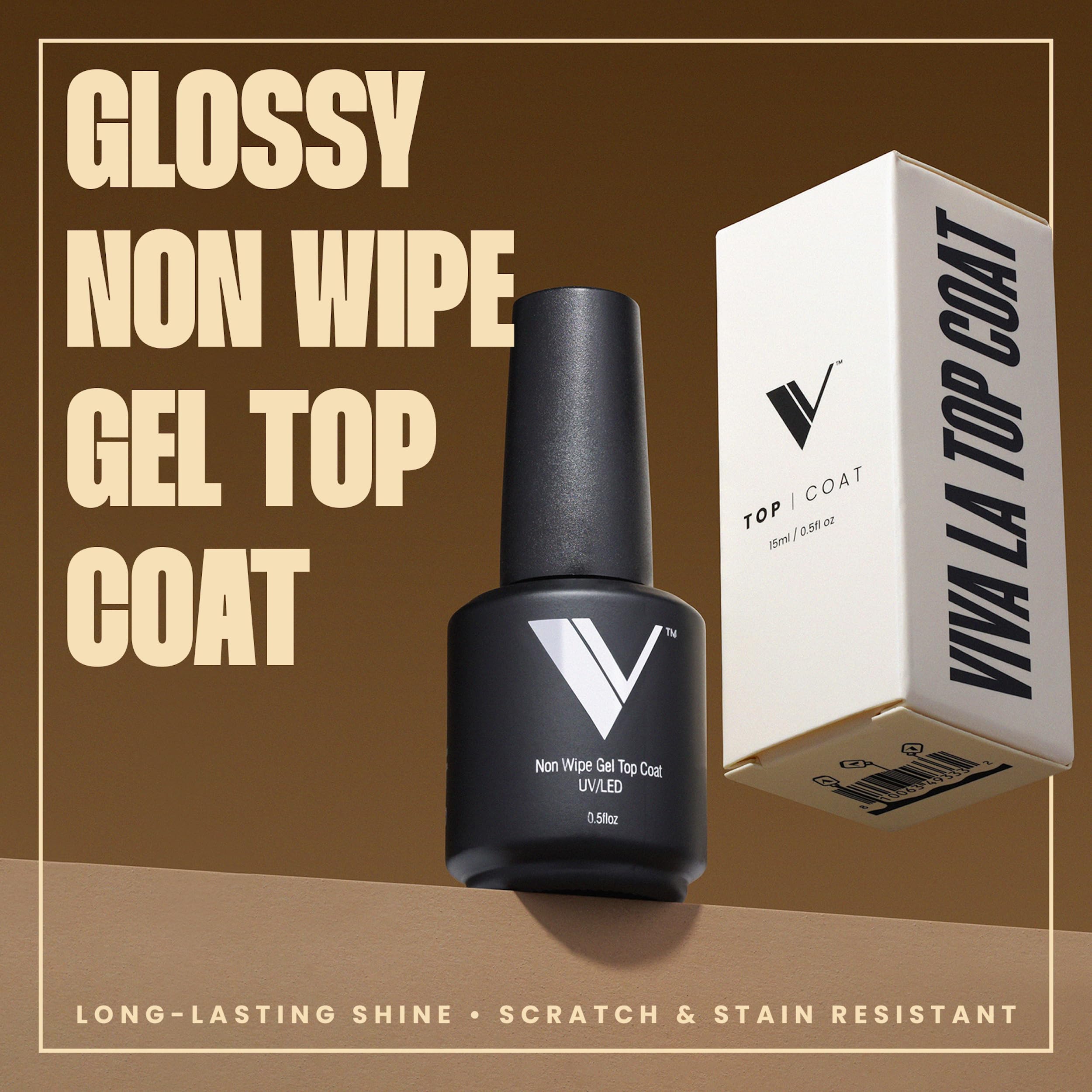 V Beauty Pure No Wipe Top Coat being brushed on for smooth, even application.