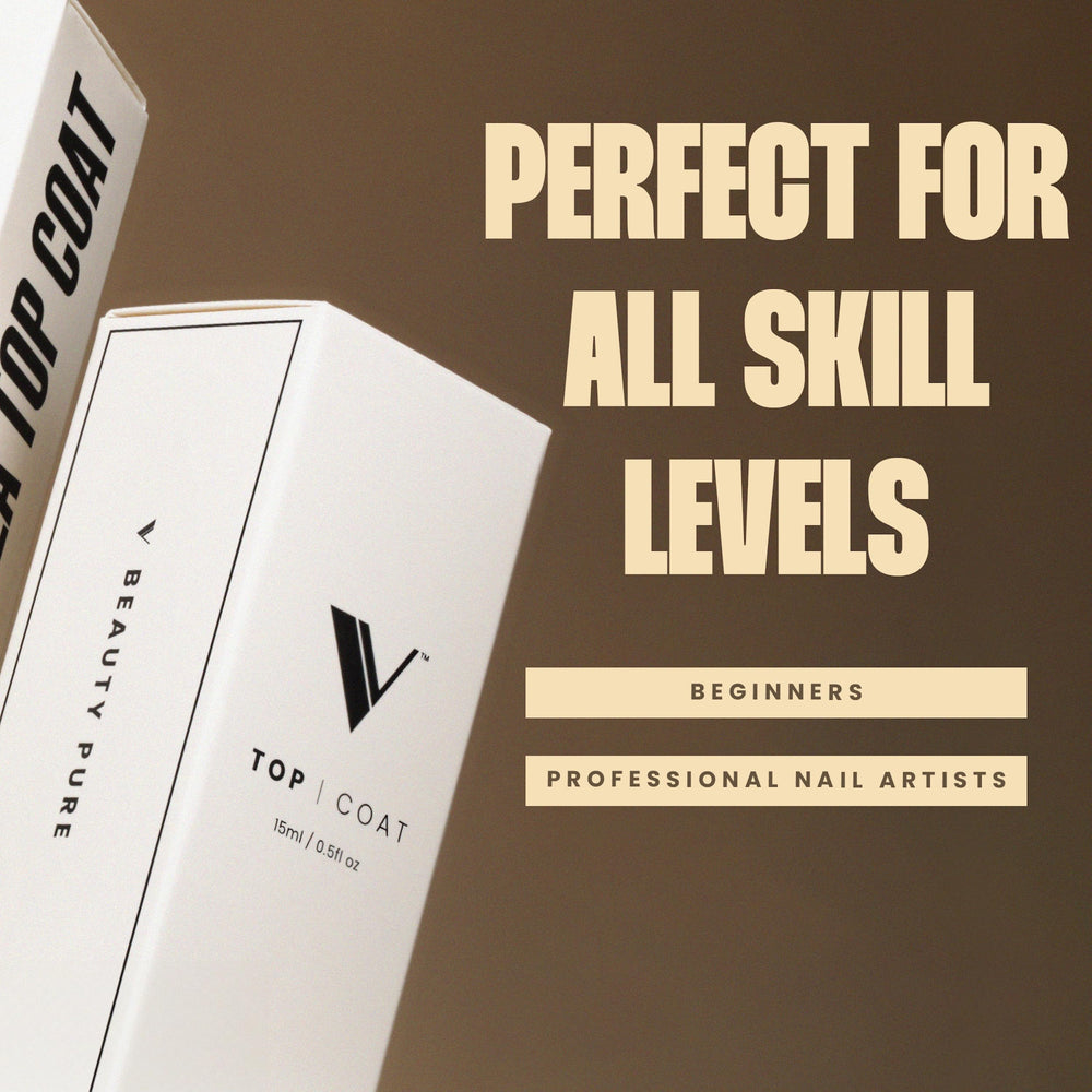V Beauty Pure No Wipe Top Coat protects nails against scratches and stains.