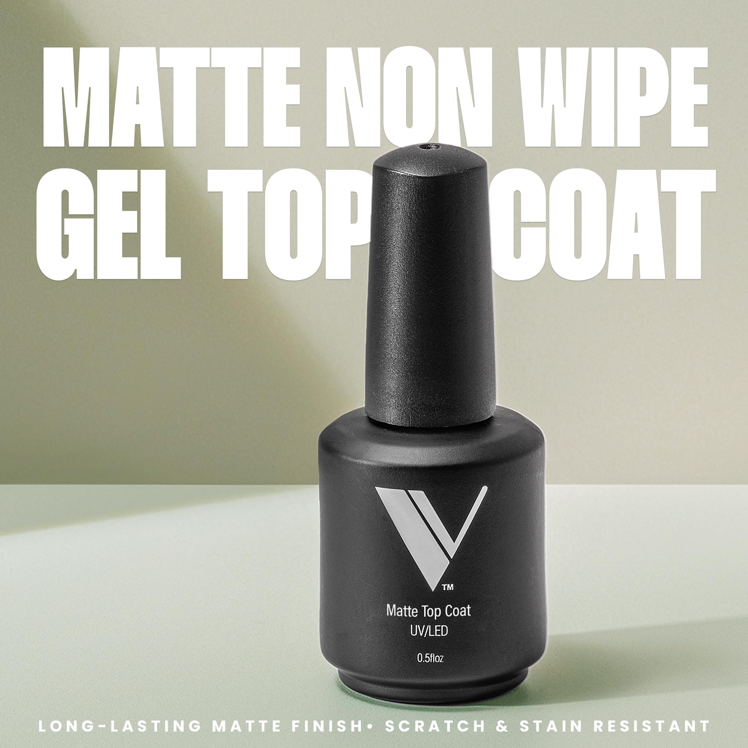 V Beauty Pure Non-Wipe Matte Top Coat close-up shows smooth matte texture