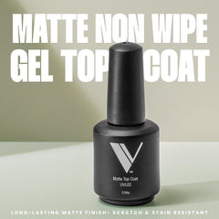 V Beauty Pure Non-Wipe Matte Top Coat close-up shows smooth matte texture