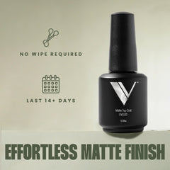 V Beauty Pure Non-Wipe Matte Top Coat removal is easy with soak-off