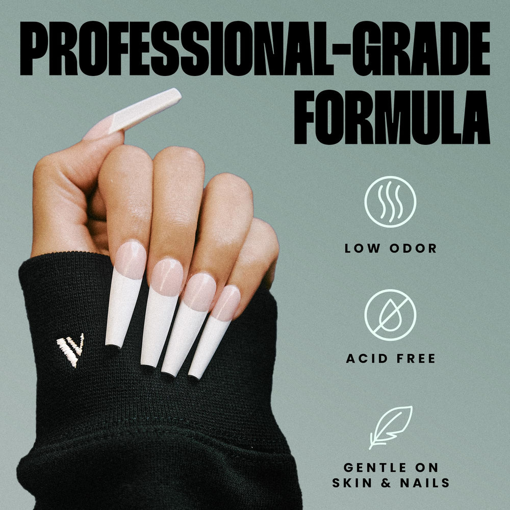 V Beauty Pure Super Bond Primer application on nail demonstrates versatile adhesion.