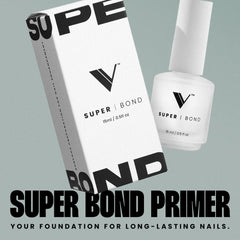 V Beauty Pure Super Bond Primer tacky layer close-up shows enhanced adhesion.