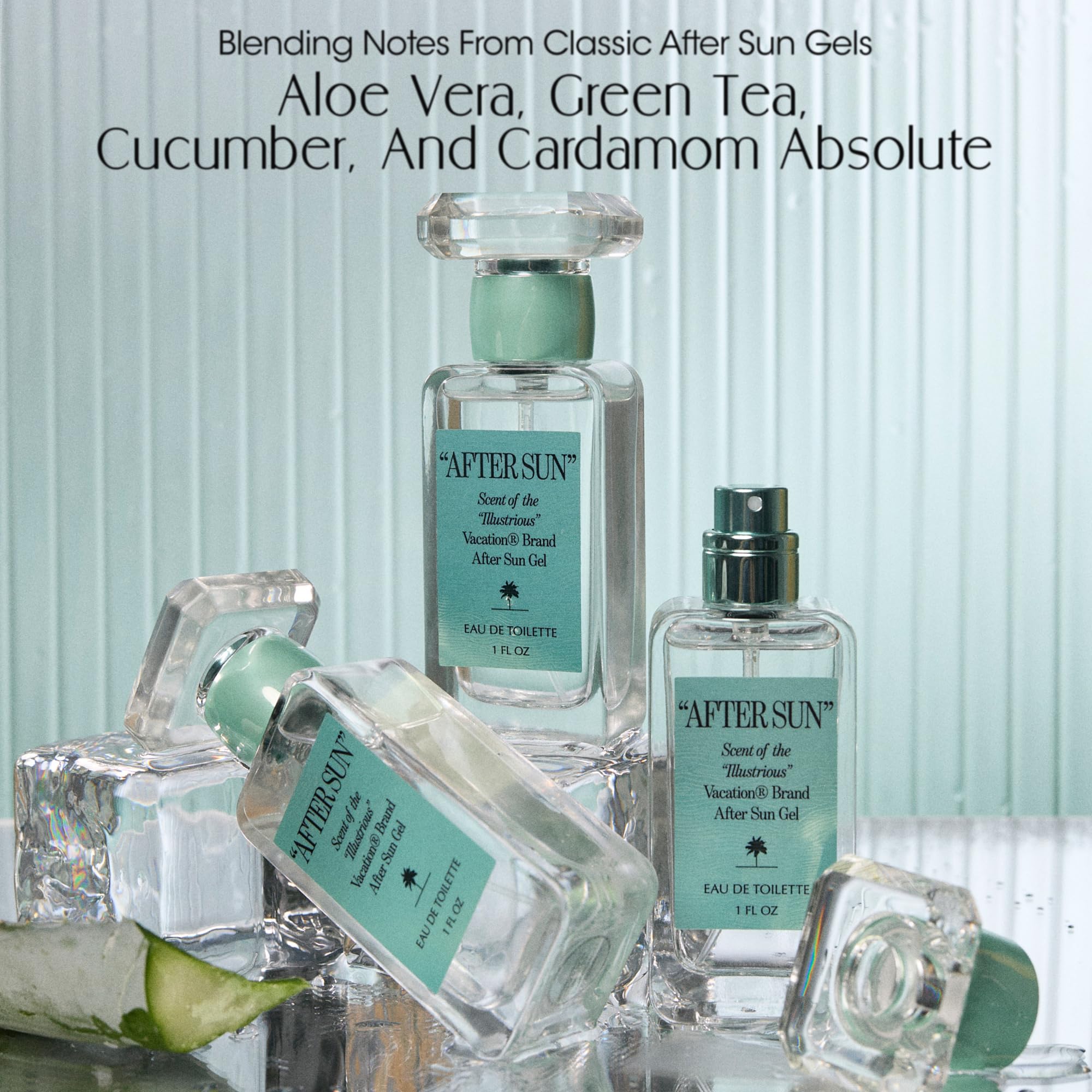 VACATION AFTER SUN bottle closeup label highlights travel-friendly size